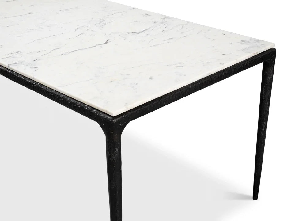 Dakor Marble Top Rectangular Dining Table-Dining Tables-Sarreid-LOOMLAN