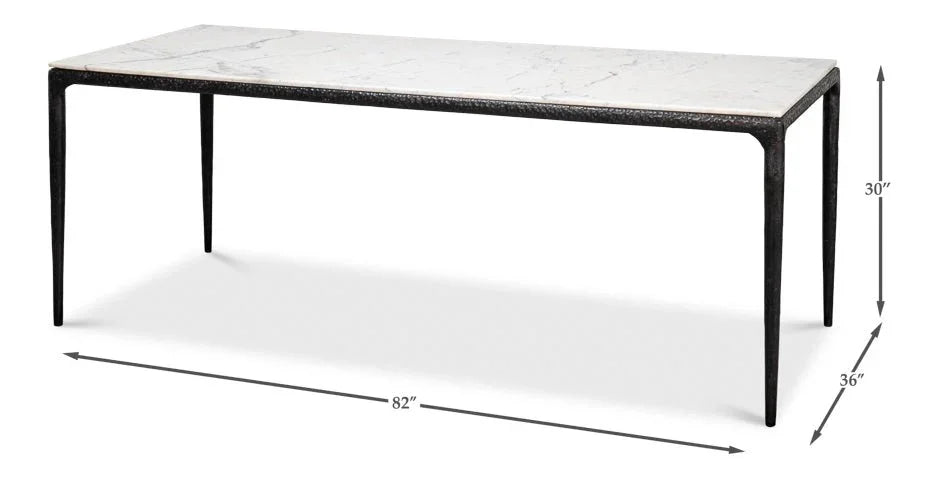 Dakor Marble Top Rectangular Dining Table-Dining Tables-Sarreid-LOOMLAN