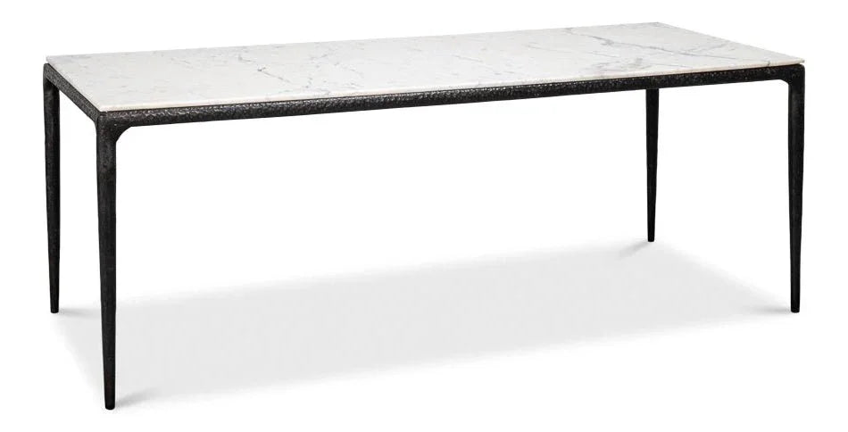 Dakor Marble Top Rectangular Dining Table-Dining Tables-Sarreid-LOOMLAN