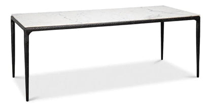 Dakor Marble Top Rectangular Dining Table-Dining Tables-Sarreid-LOOMLAN