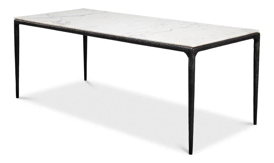 Dakor Marble Top Rectangular Dining Table-Dining Tables-Sarreid-LOOMLAN