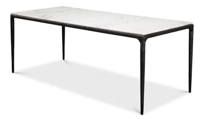 Dakor Marble Top Rectangular Dining Table-Dining Tables-Sarreid-LOOMLAN