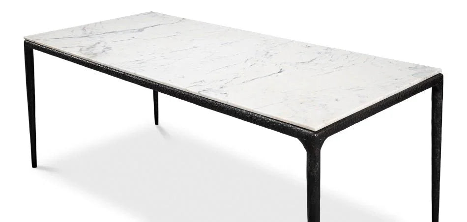 Dakor Marble Top Rectangular Dining Table-Dining Tables-Sarreid-LOOMLAN