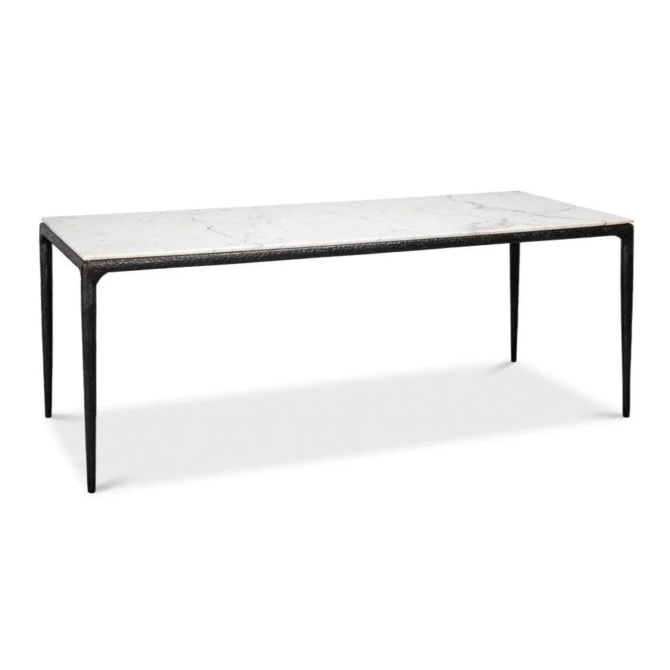 Dakor Marble Top Rectangular Dining Table-Dining Tables-Sarreid-LOOMLAN