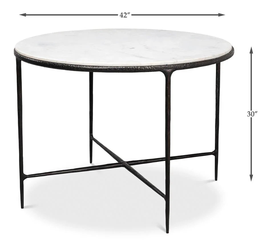 Dakor Marble Top Round Breakfast Table-Dining Tables-Sarreid-LOOMLAN