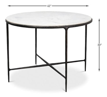 Dakor Marble Top Round Breakfast Table-Dining Tables-Sarreid-LOOMLAN