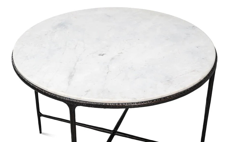 Dakor Marble Top Round Breakfast Table-Dining Tables-Sarreid-LOOMLAN