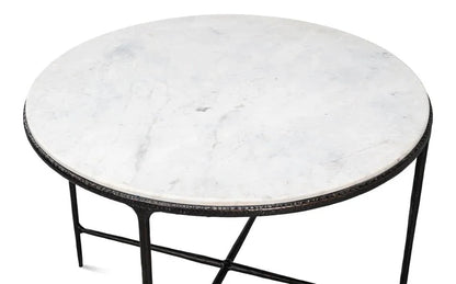 Dakor Marble Top Round Breakfast Table-Dining Tables-Sarreid-LOOMLAN