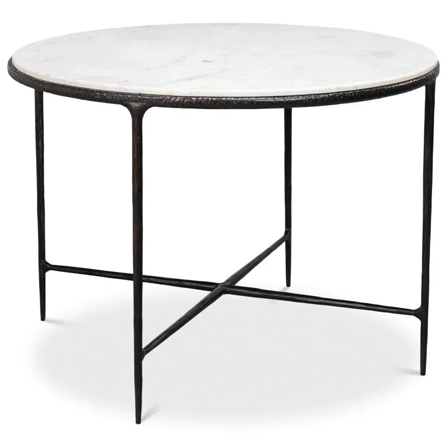 Dakor Marble Top Round Breakfast Table-Dining Tables-Sarreid-LOOMLAN