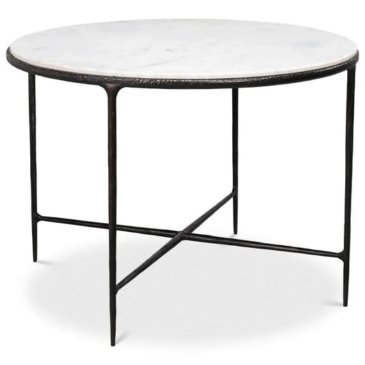 Dakor Marble Top Round Breakfast Table-Dining Tables-Sarreid-LOOMLAN