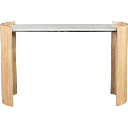 Dala White Marble & Wood Oval Console Table - LOOMLAN - Moe's Home - Console Tables