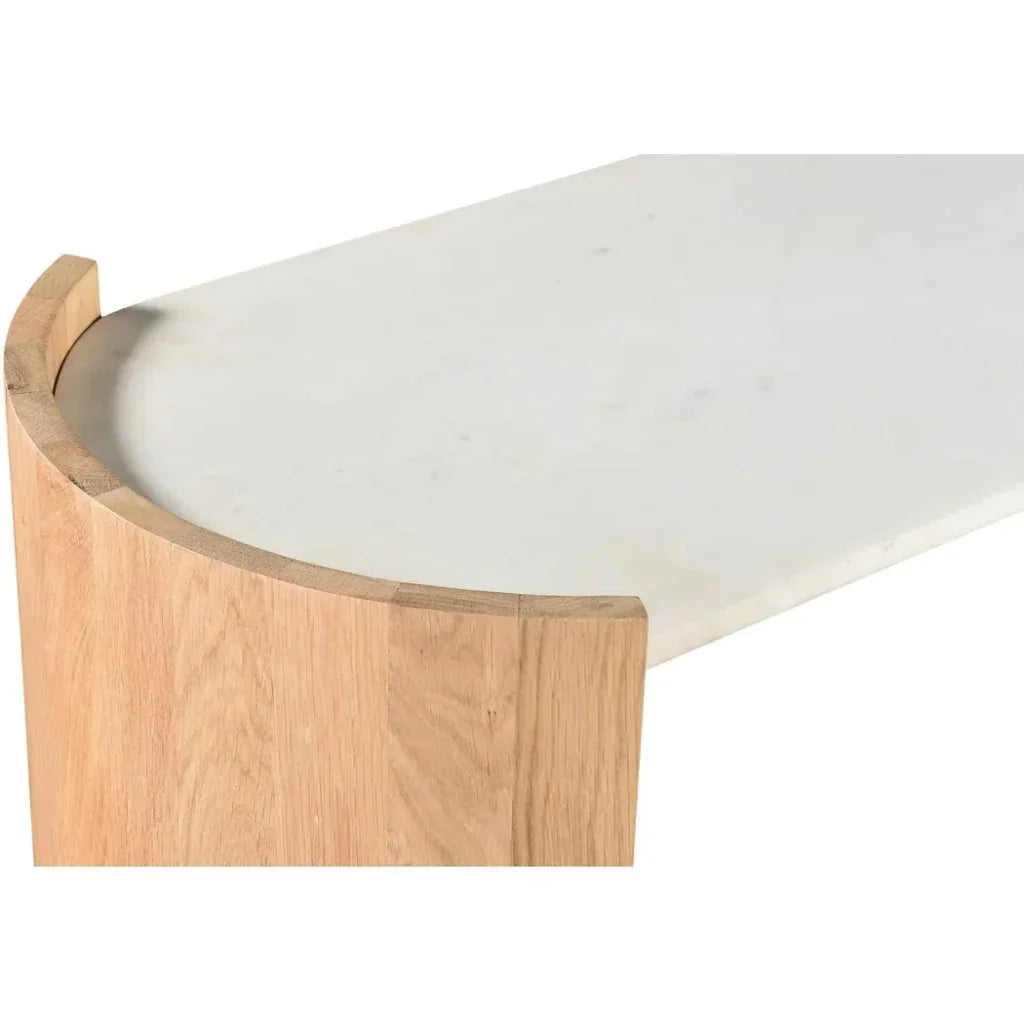 Dala White Marble & Wood Oval Console Table - LOOMLAN - Moe's Home - Console Tables