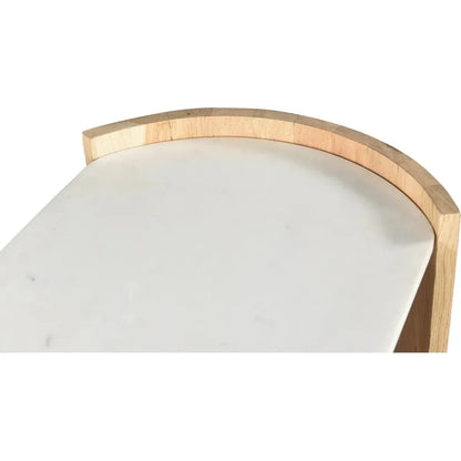 Dala White Marble & Wood Oval Console Table - LOOMLAN - Moe's Home - Console Tables