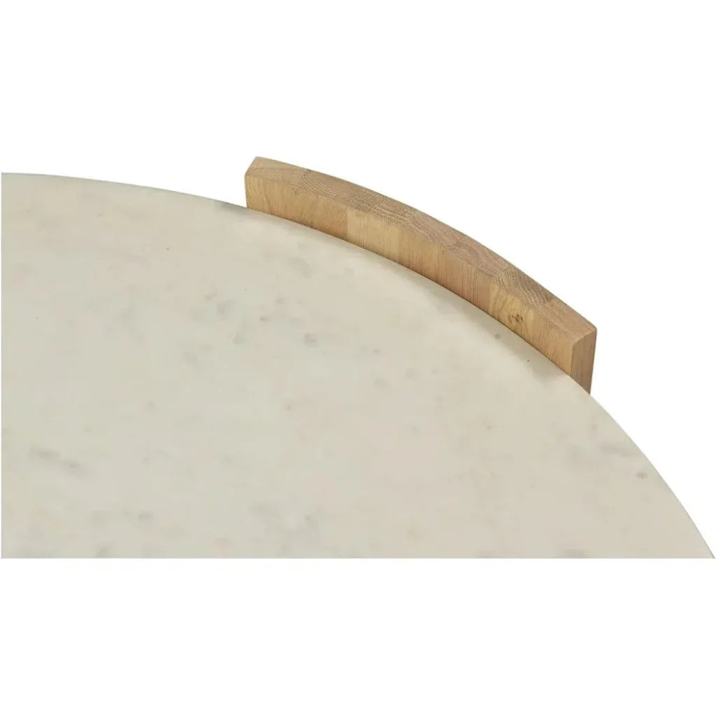 Dala White Marble & Wood Round Coffee Table - LOOMLAN - Moe's Home - Coffee Tables