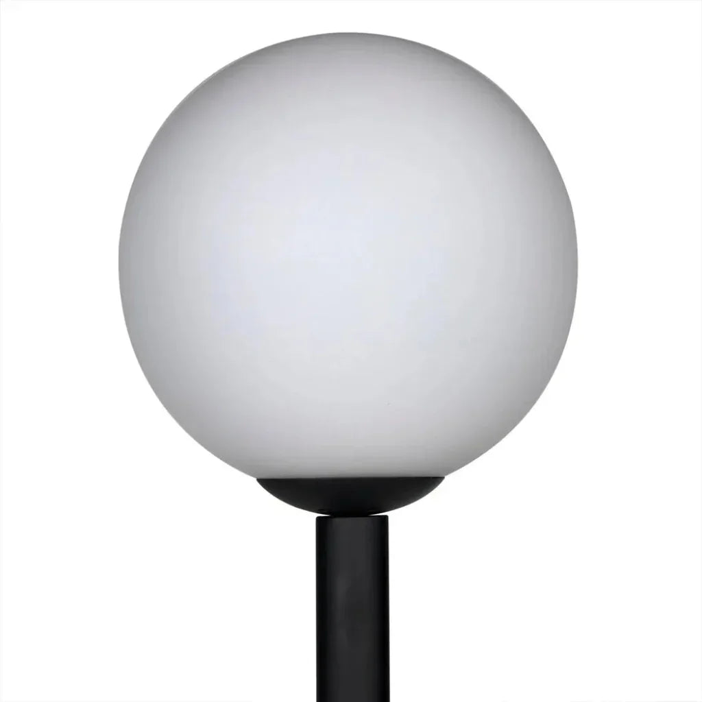 Dallas Steel and Frosted Globe Floor Lamp-Floor Lamps-Noir-LOOMLAN