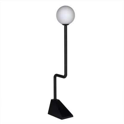 Dallas Steel and Frosted Globe Floor Lamp-Floor Lamps-Noir-LOOMLAN