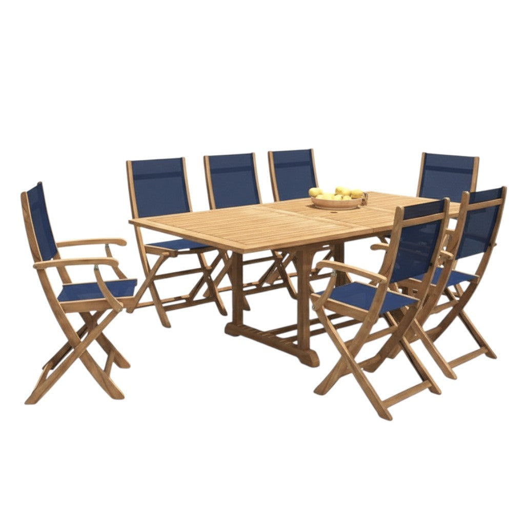 Dalton Teak Patio Family Dining Set 9PC