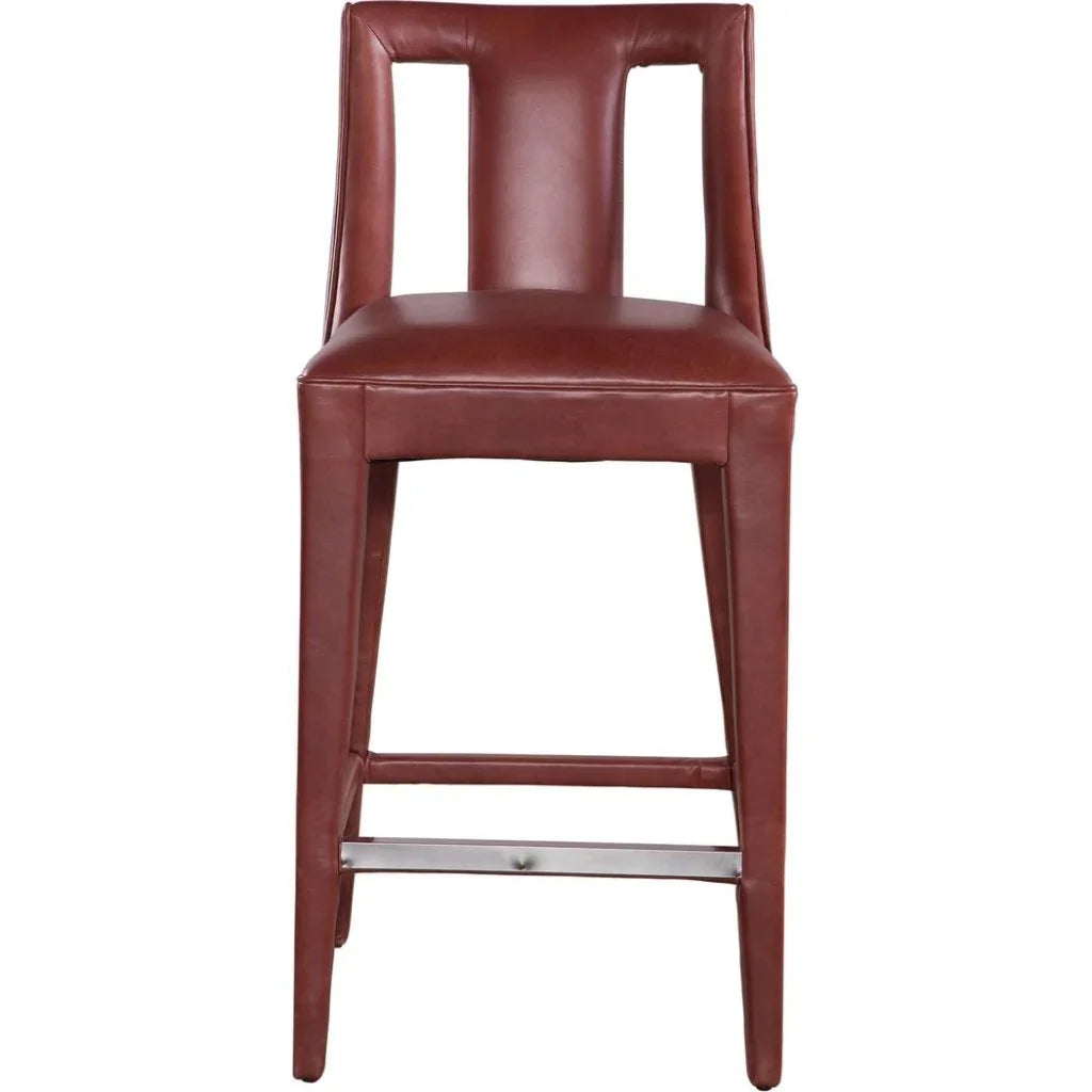 Dalton Leather Luxurious Design Barstool - LOOMLAN - Olivia + Quinn - Bar Stools