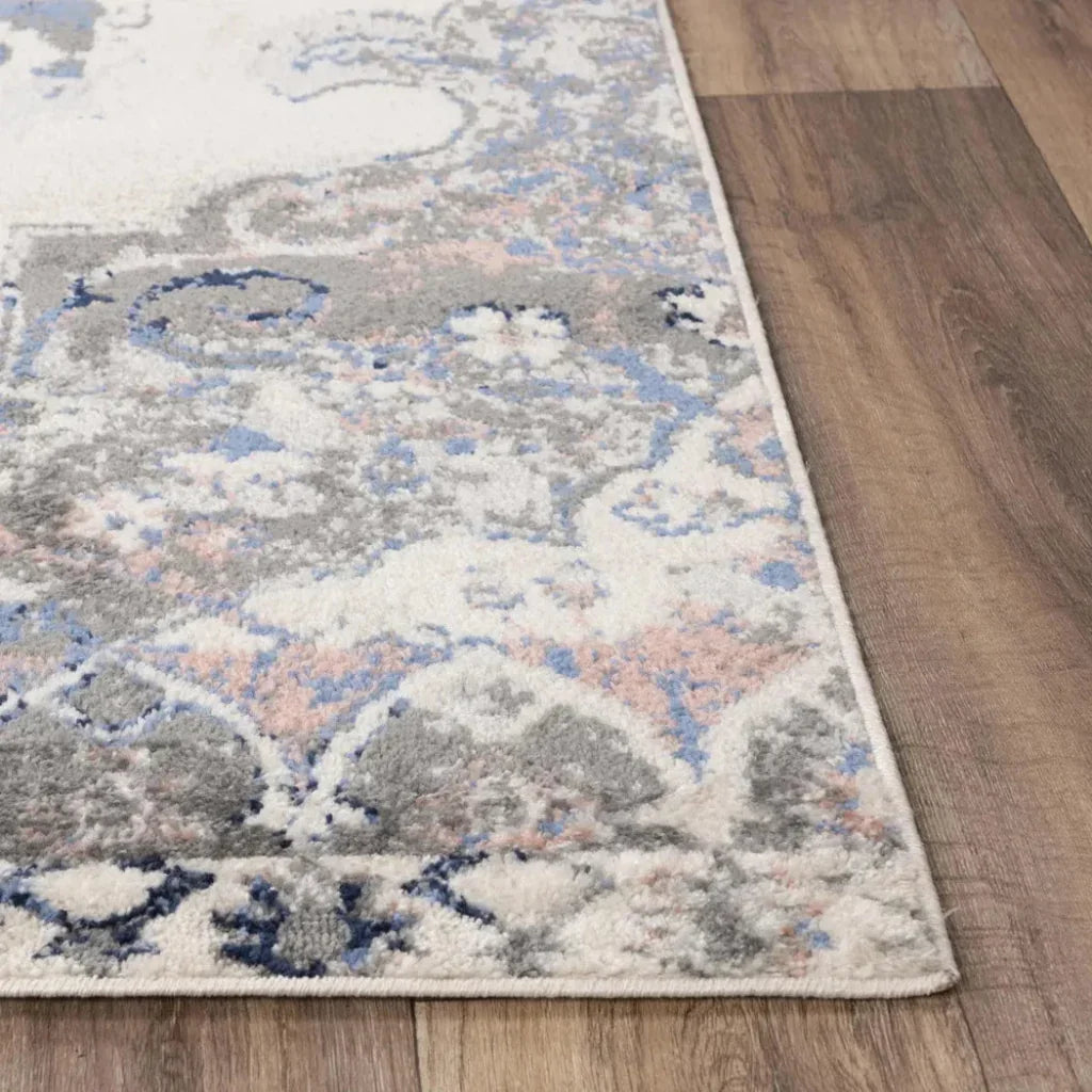 Damp Medallion Blue Kitchen Hallway Runner Rug - LOOMLAN - LOOMLAN - Area Rugs