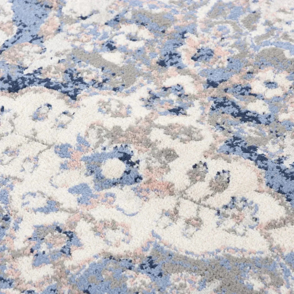 Damp Medallion Blue Kitchen Hallway Runner Rug - LOOMLAN - LOOMLAN - Area Rugs