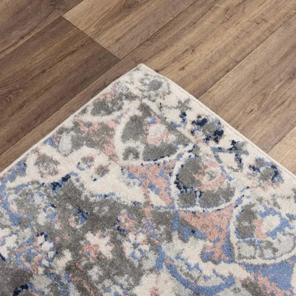 Damp Medallion Blue Kitchen Hallway Runner Rug - LOOMLAN - LOOMLAN - Area Rugs