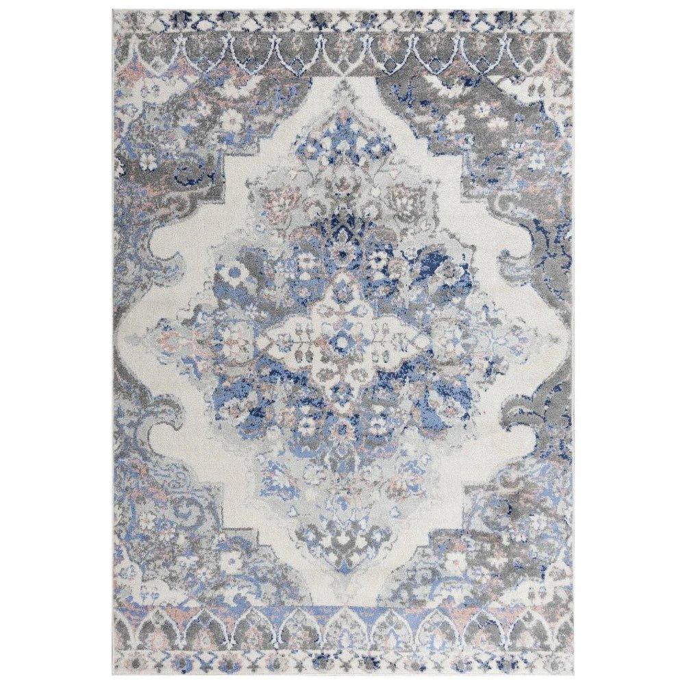 Damp Medallion Blue Kitchen Hallway Runner Rug - LOOMLAN - LOOMLAN - Area Rugs