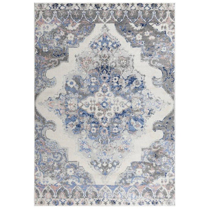 Damp Medallion Blue Kitchen Hallway Runner Rug - LOOMLAN - LOOMLAN - Area Rugs