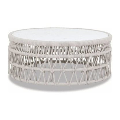 Dana Carrara Marble Top Outdoor Coffee Table-Outdoor Coffee Tables-Sunset West-LOOMLAN
