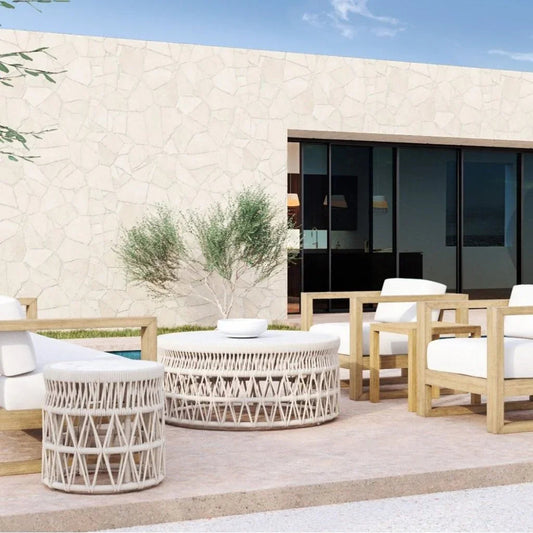 Dana Carrara Marble Top Outdoor End Table - LOOMLAN - Sunset West - Outdoor Side Tables