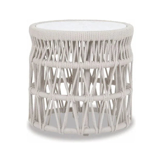 Dana Carrara Marble Top Outdoor End Table - LOOMLAN - Sunset West - Outdoor Side Tables
