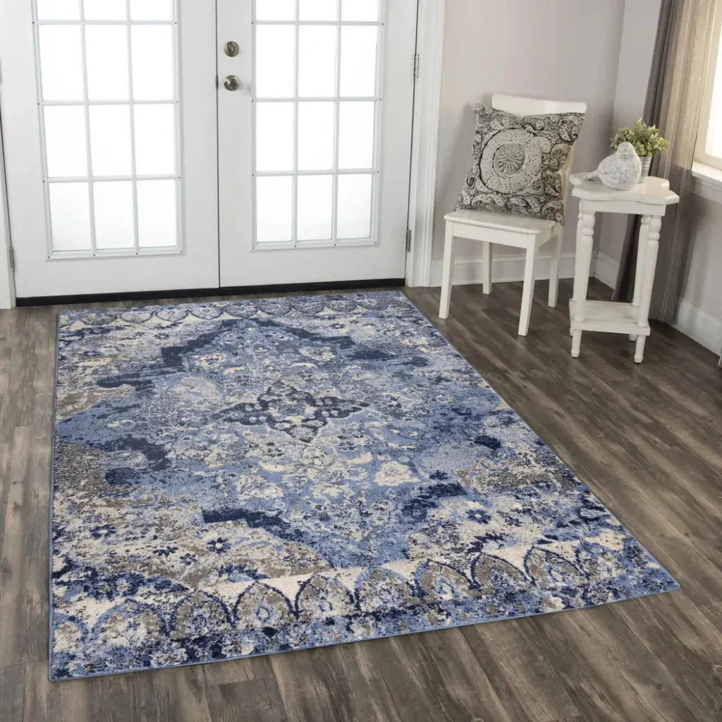 Dana Medallion Blue Kitchen Hallway Runner Rug - LOOMLAN - LOOMLAN - Area Rugs