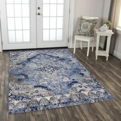 Dana Medallion Blue Kitchen Hallway Runner Rug - LOOMLAN - LOOMLAN - Area Rugs