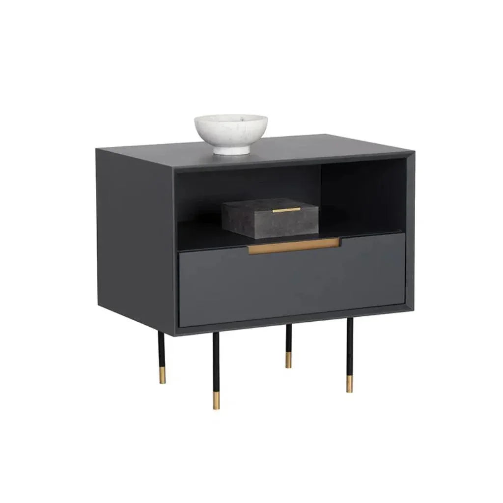Danbury Wooden Steel Nightstand - LOOMLAN - SUNPAN - Nightstands