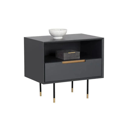 Danbury Wooden Steel Nightstand - LOOMLAN - SUNPAN - Nightstands