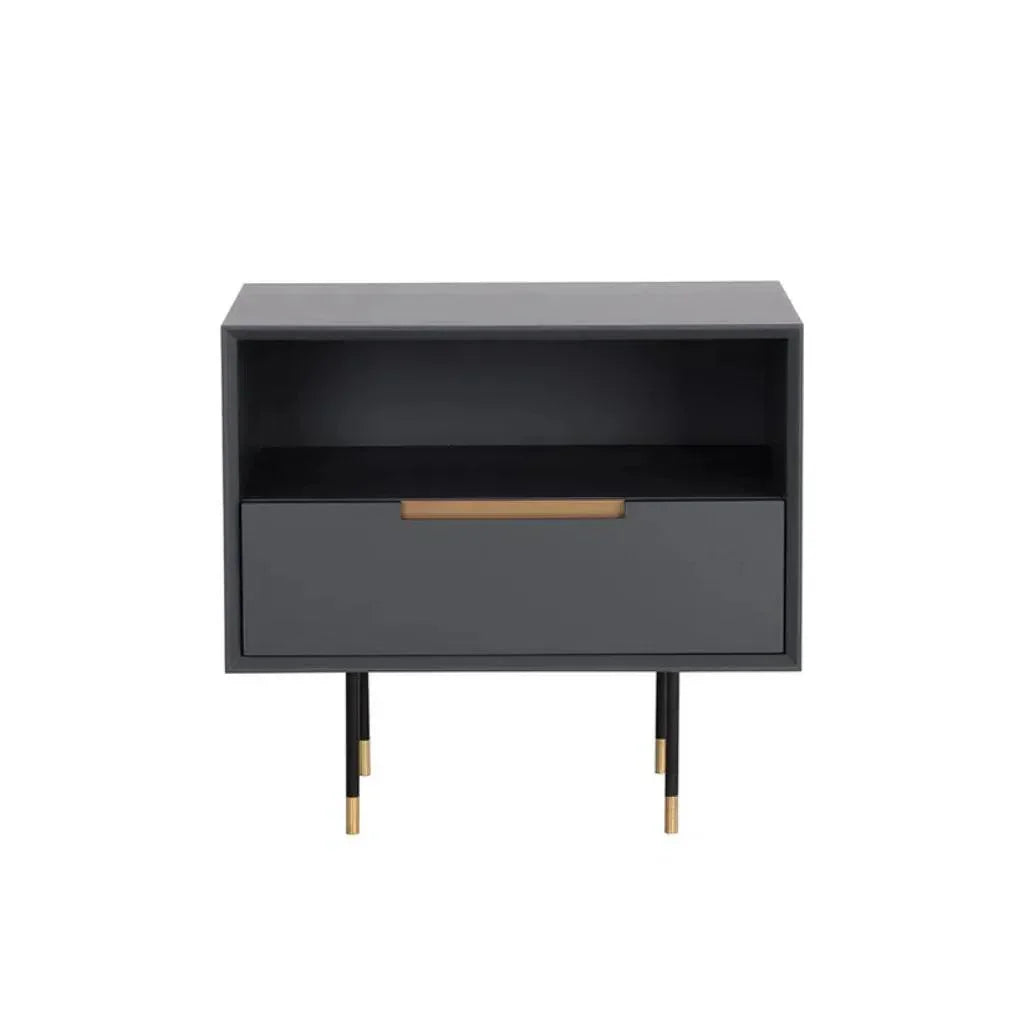 Danbury Wooden Steel Nightstand - LOOMLAN - SUNPAN - Nightstands