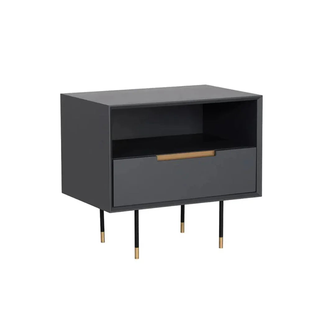 Danbury Wooden Steel Nightstand - LOOMLAN - SUNPAN - Nightstands