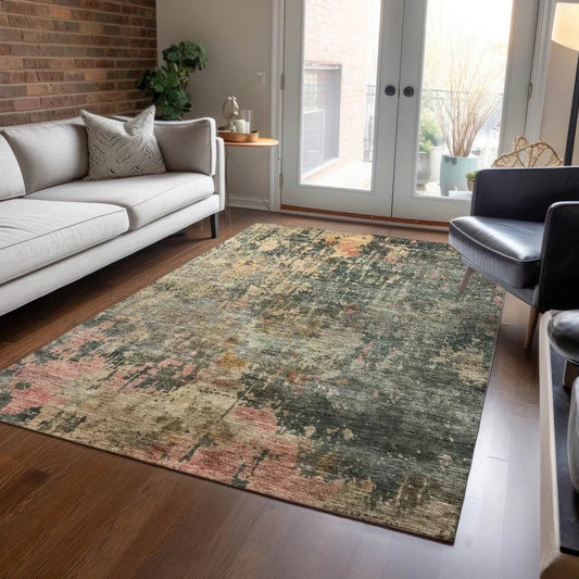 Danira Green Washable Indoor - Outdoor Rug - LOOMLAN - LOOMLAN Rugs - Outdoor Rugs