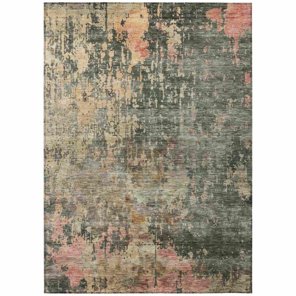 Danira Green Washable Indoor - Outdoor Rug - LOOMLAN - LOOMLAN Rugs - Outdoor Rugs