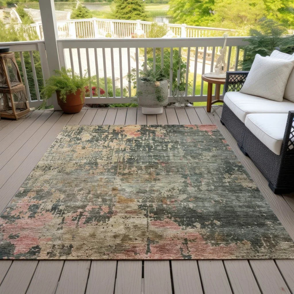 Danira Green Washable Indoor - Outdoor Rug - LOOMLAN - LOOMLAN Rugs - Outdoor Rugs