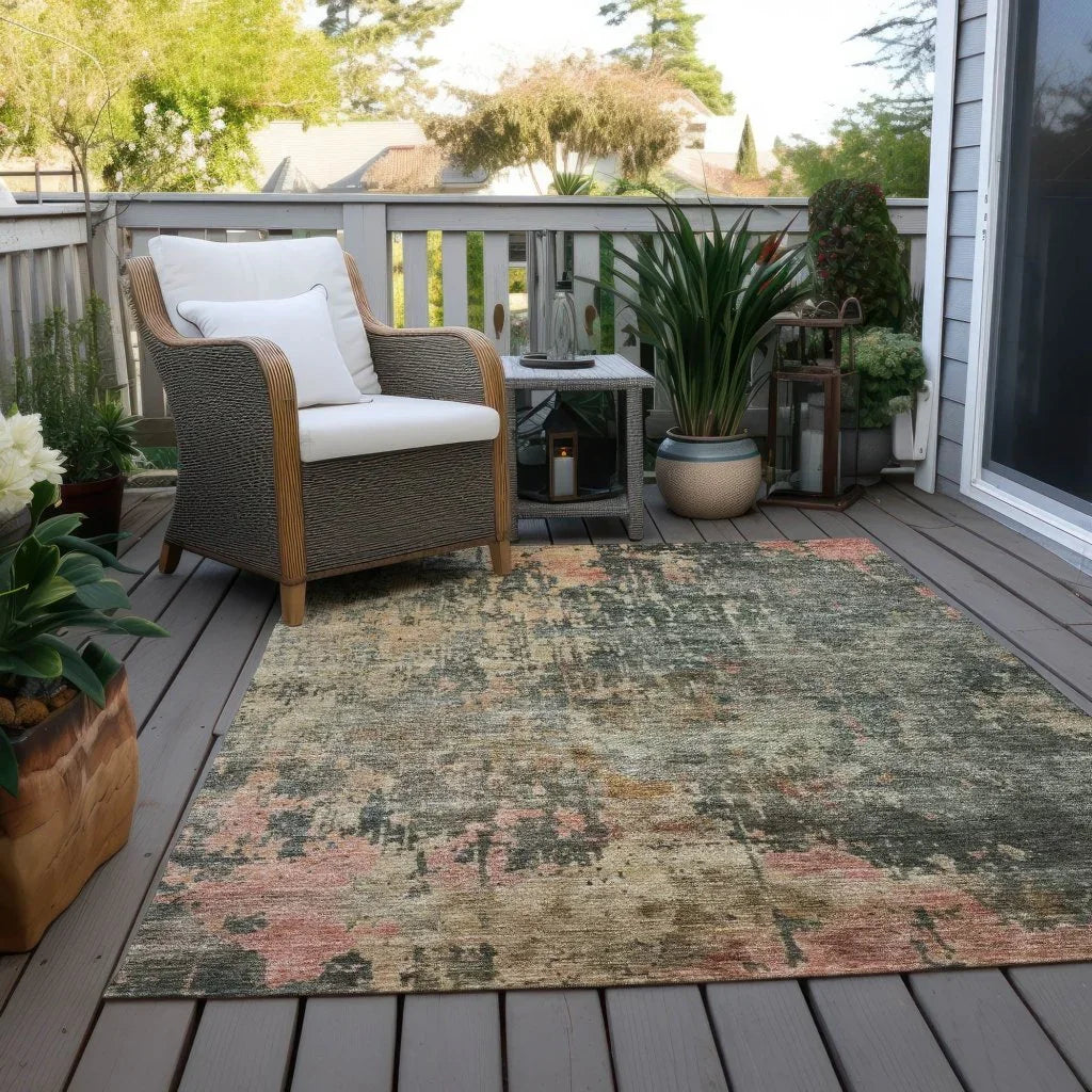 Danira Green Washable Indoor - Outdoor Rug - LOOMLAN - LOOMLAN Rugs - Outdoor Rugs