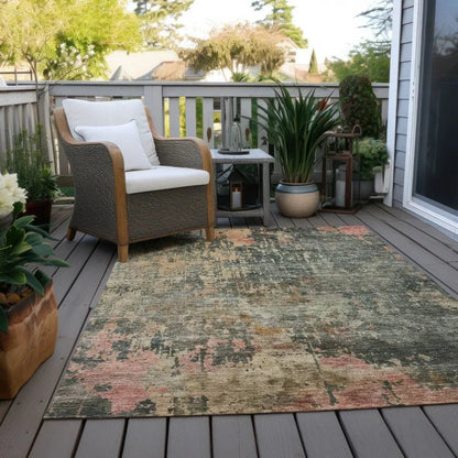 Danira Green Washable Indoor - Outdoor Rug - LOOMLAN - LOOMLAN Rugs - Outdoor Rugs