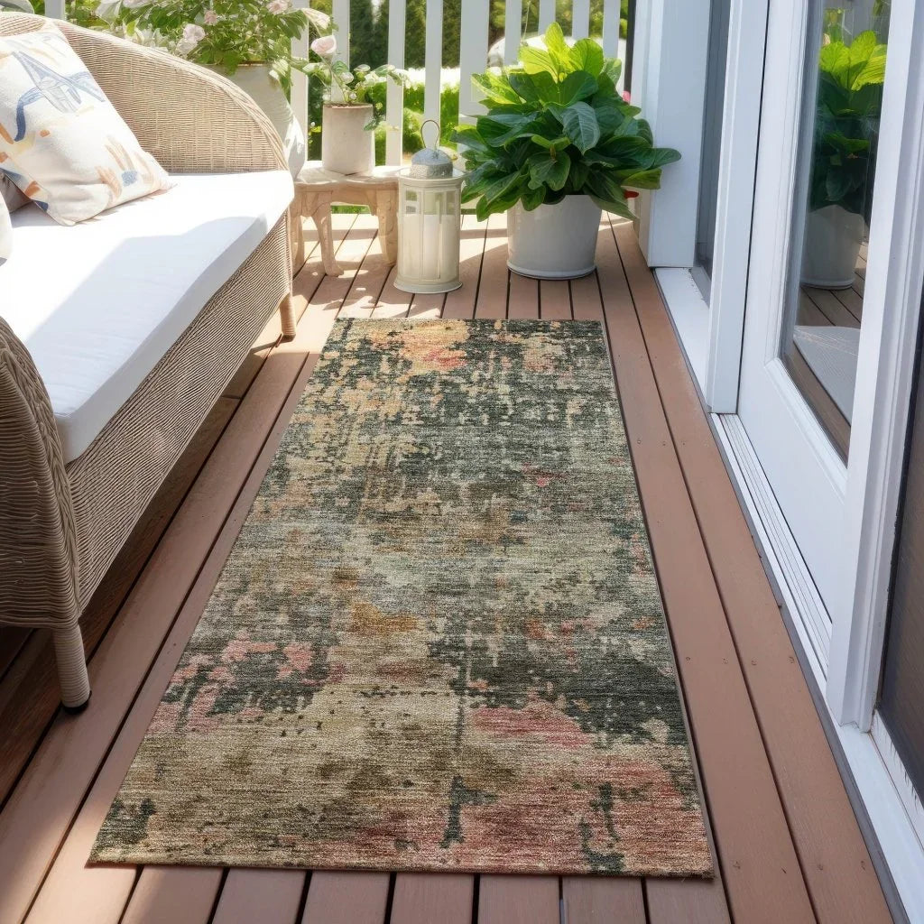 Danira Green Washable Indoor - Outdoor Rug - LOOMLAN - LOOMLAN Rugs - Outdoor Rugs