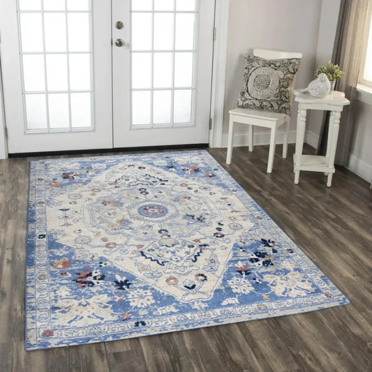 Dann Medallion Blue Kitchen Hallway Runner Rug - LOOMLAN - LOOMLAN - Area Rugs