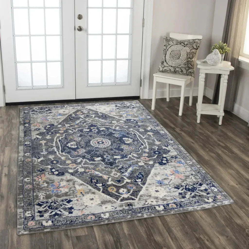 Dant Medallion Gray Kitchen Hallway Runner Rug - LOOMLAN - LOOMLAN - Area Rugs