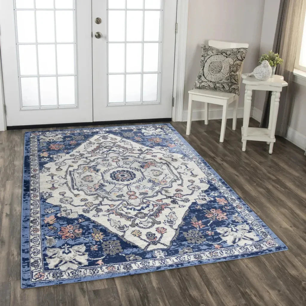 Danz Medallion Blue Kitchen Hallway Runner Rug - LOOMLAN - LOOMLAN - Area Rugs