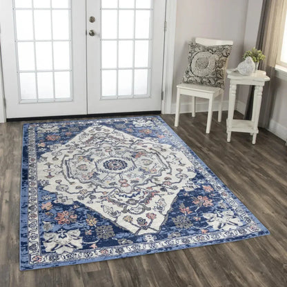 Danz Medallion Blue Kitchen Hallway Runner Rug - LOOMLAN - LOOMLAN - Area Rugs