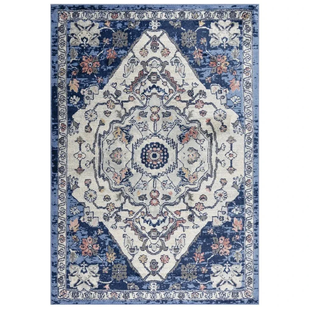 Danz Medallion Blue Kitchen Hallway Runner Rug - LOOMLAN - LOOMLAN - Area Rugs