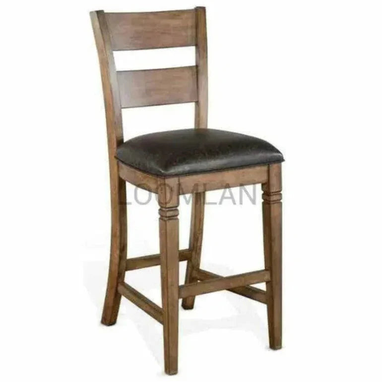 Dark Brown Ladder Back Barstool Cushion Seat - LOOMLAN - Sunny D - Bar Stools