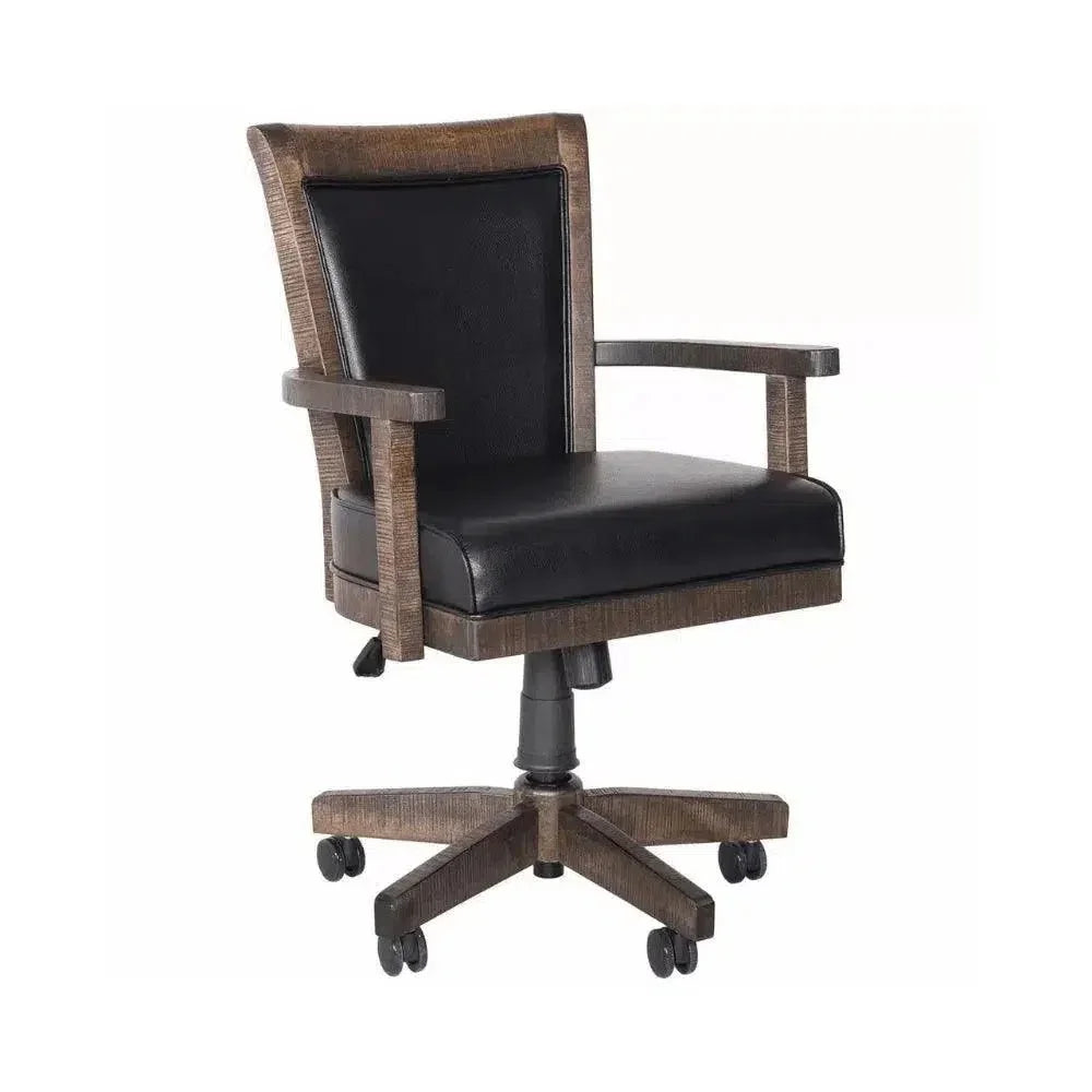 Dark Brown Poker Table Leather Chairs 5 PC Set-Game Tables-Sunny D-LOOMLAN