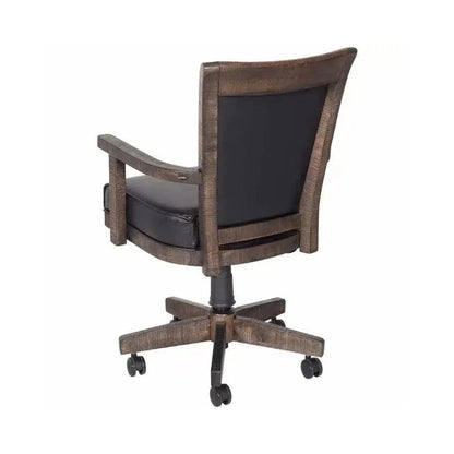 Dark Brown Poker Table Leather Chairs 5 PC Set-Game Tables-Sunny D-LOOMLAN